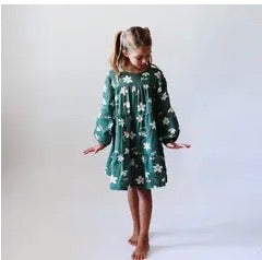 The Shimmer Shack Minimalist Folk Green Dress