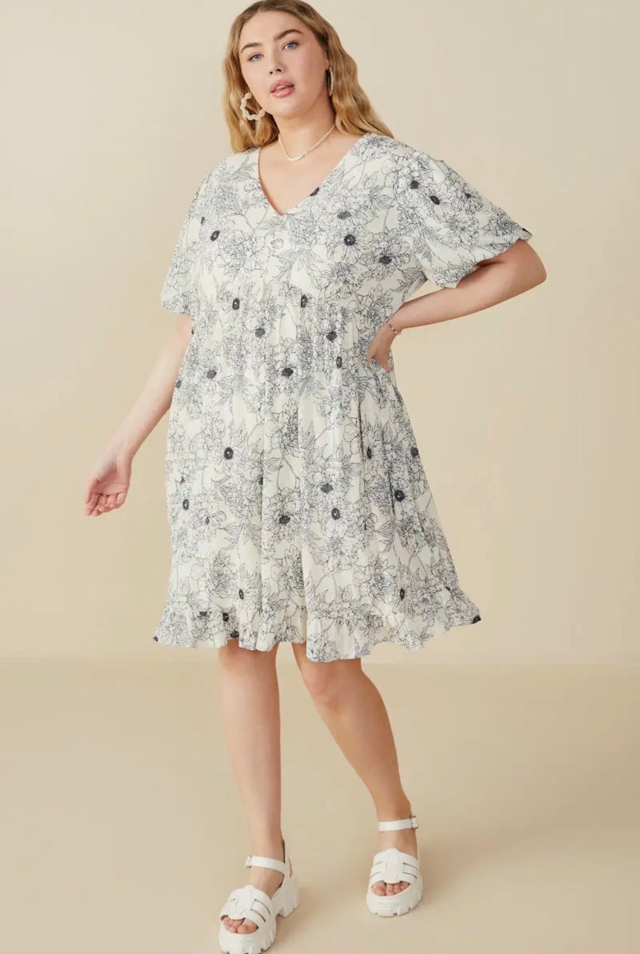 The Shimmer Shack PLUS Jewel Studded Floral Dress