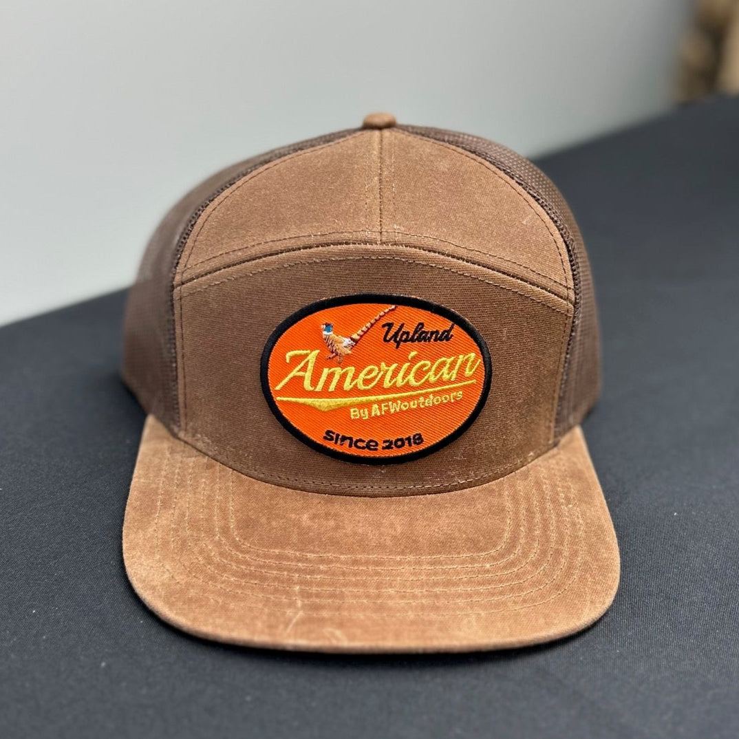 7 Panel Upland Patch Waxed Chesapeake Cap - Brown Mesh