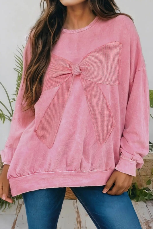 Reg Size Mineral Wash Bow Pullover