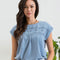 Blu Pepper Blue Floral Eyelet Top