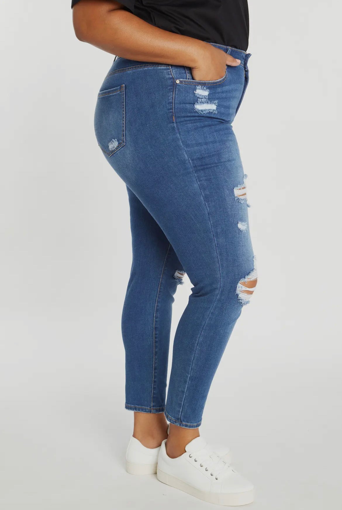 Denim EnJean PLUS High Rise Destructed Ankle Skinny, 2X