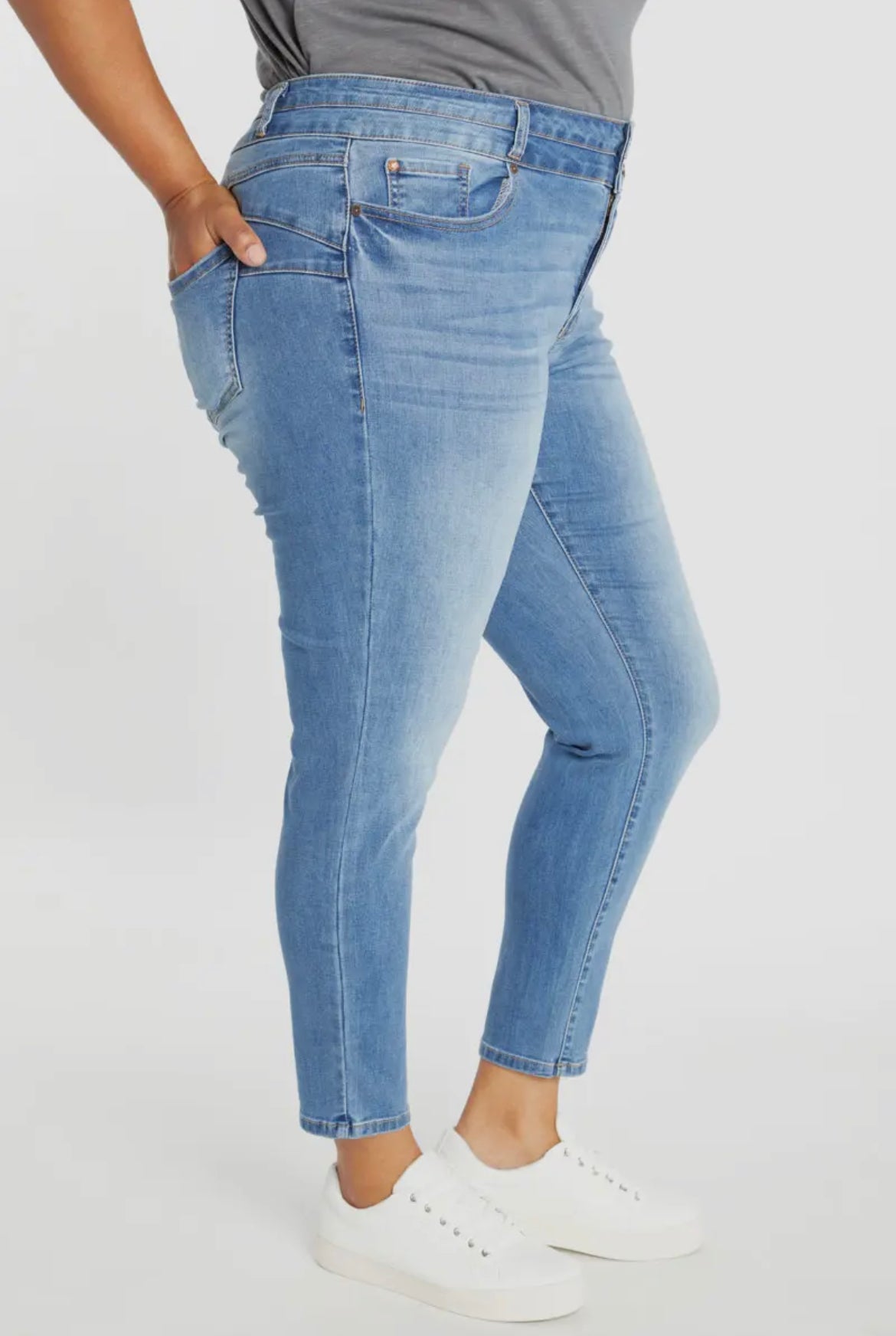 Denim EnJean PLUS High Rise Double Waist Push Up Ankle Skinnies, 3X