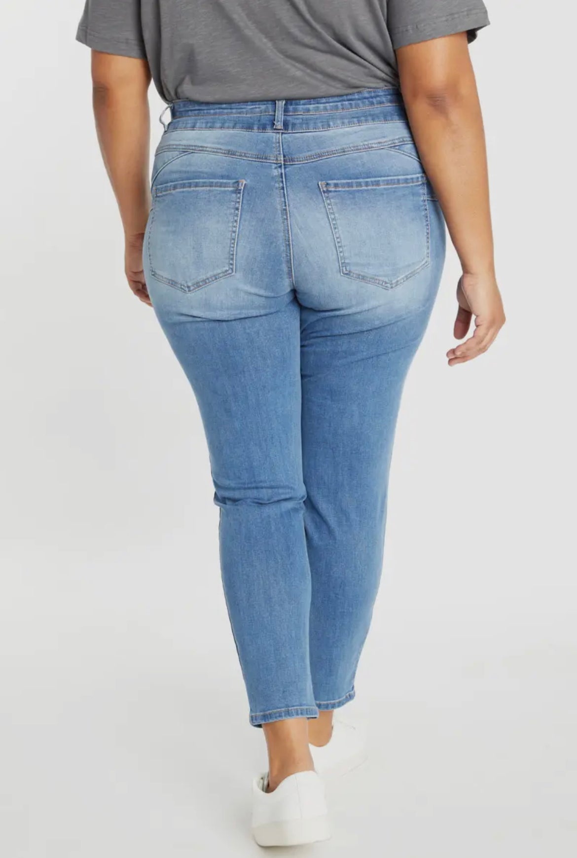 Denim EnJean PLUS High Rise Double Waist Push Up Ankle Skinnies, 3X