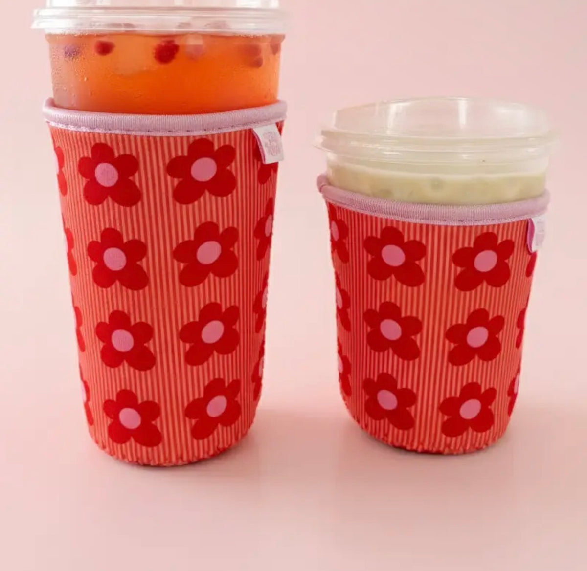 The Shimmer Shack Happy Striped Floral Coffee Sleeve 24oz