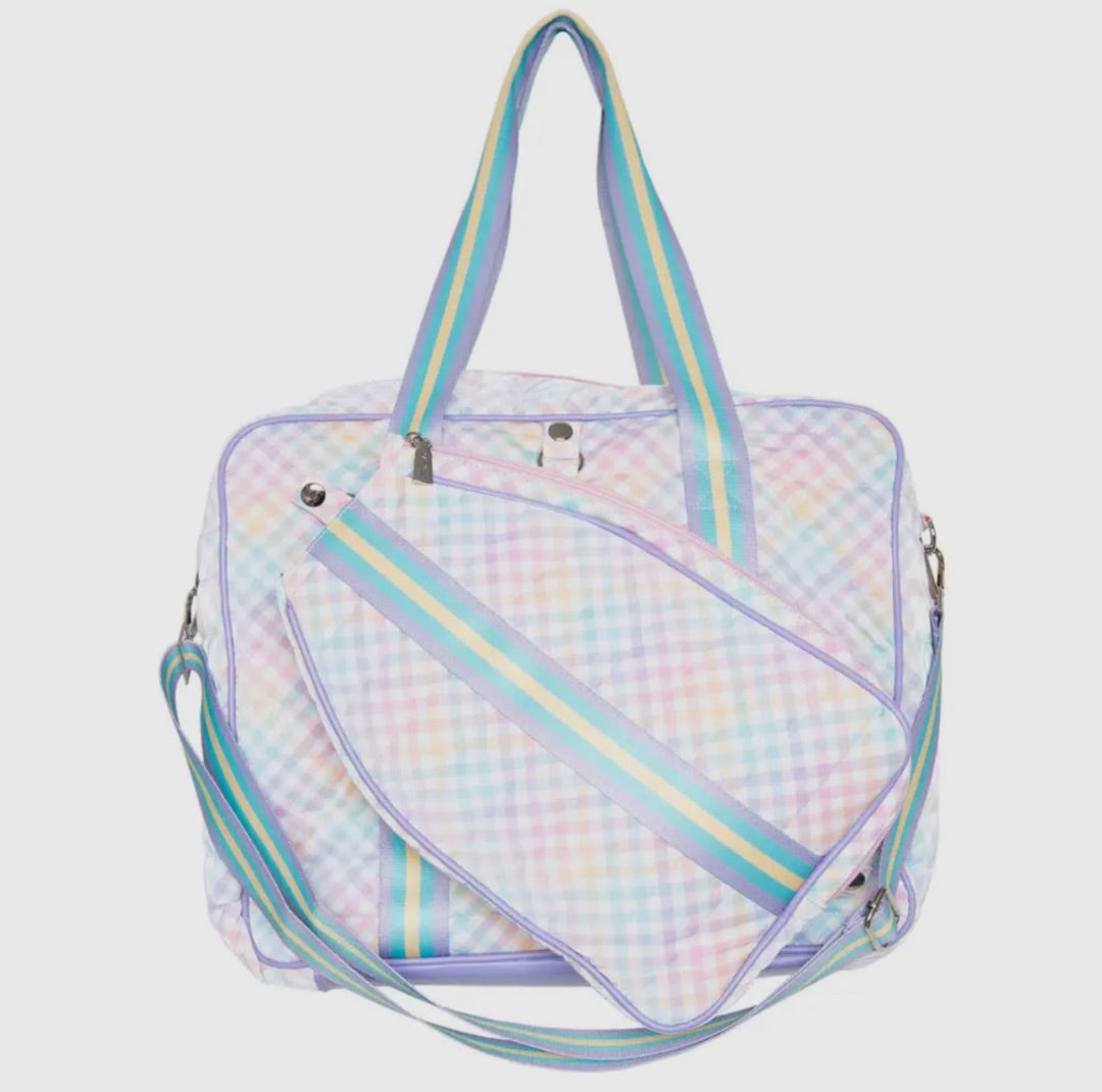 The Shimmer Shack Rainbow Gingham Pickleball Bag