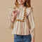The Shimmer Shack Girls Textured Stripe Tasseled Top