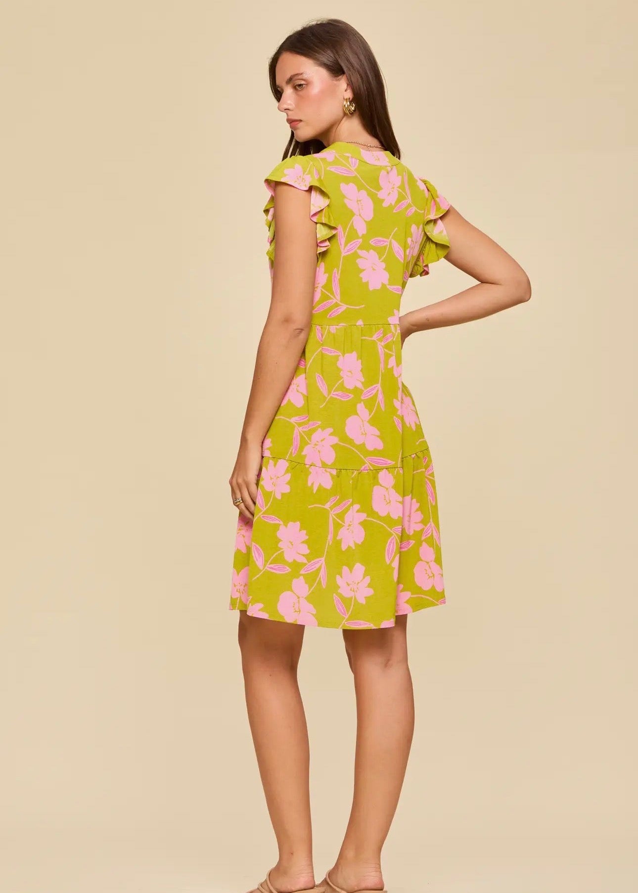 The Shimmer Shack Green and Pink Dear Scarlett Dress