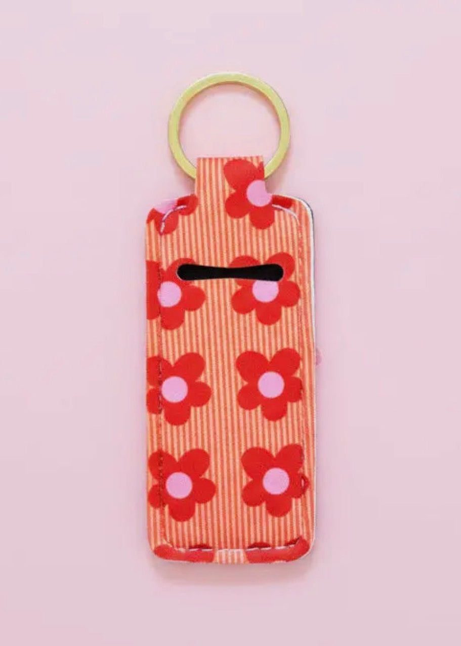 The Shimmer Shack Stripe Floral Lip Balm Keychain