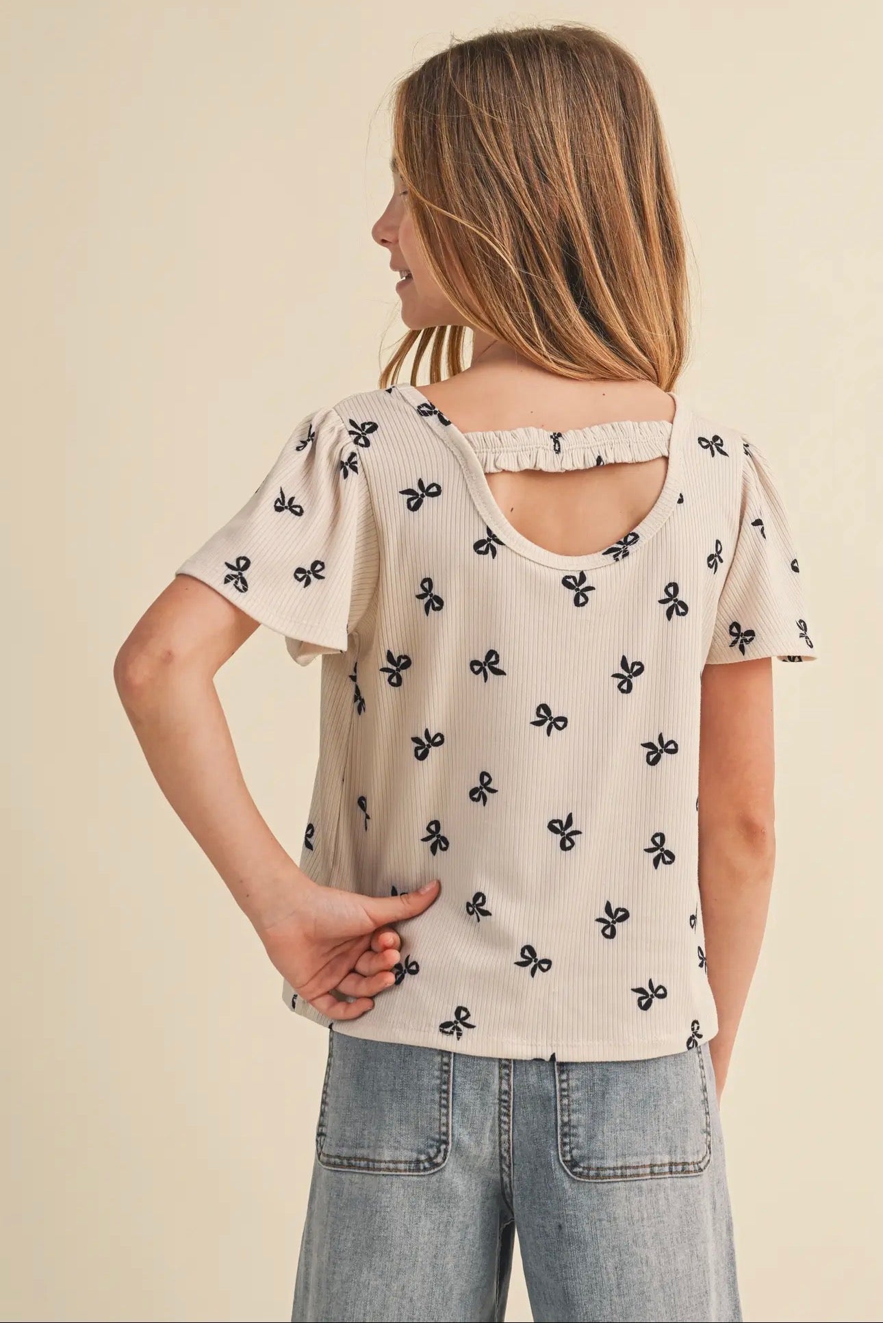 The Shimmer Shack Tween Little Bow Basic Top