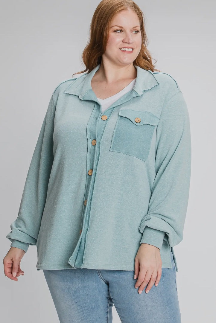 The Shimmer Shack PLUS Raw Edge Shacket