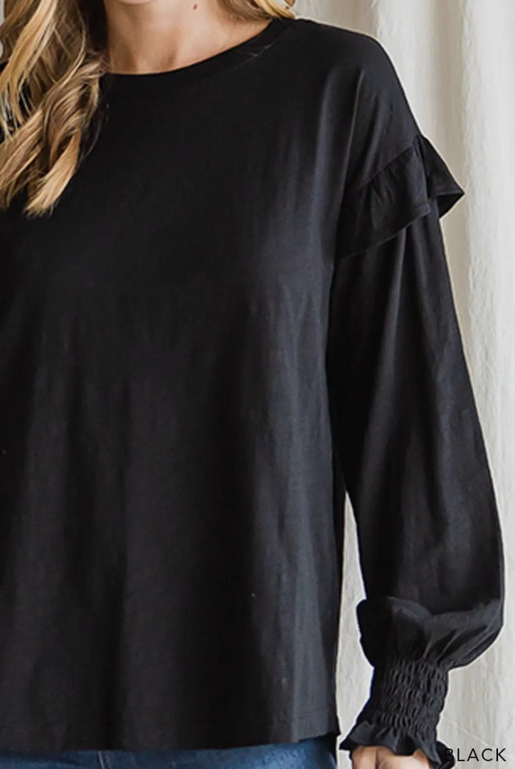 SS Reg Washed Cotton Ruffle Top