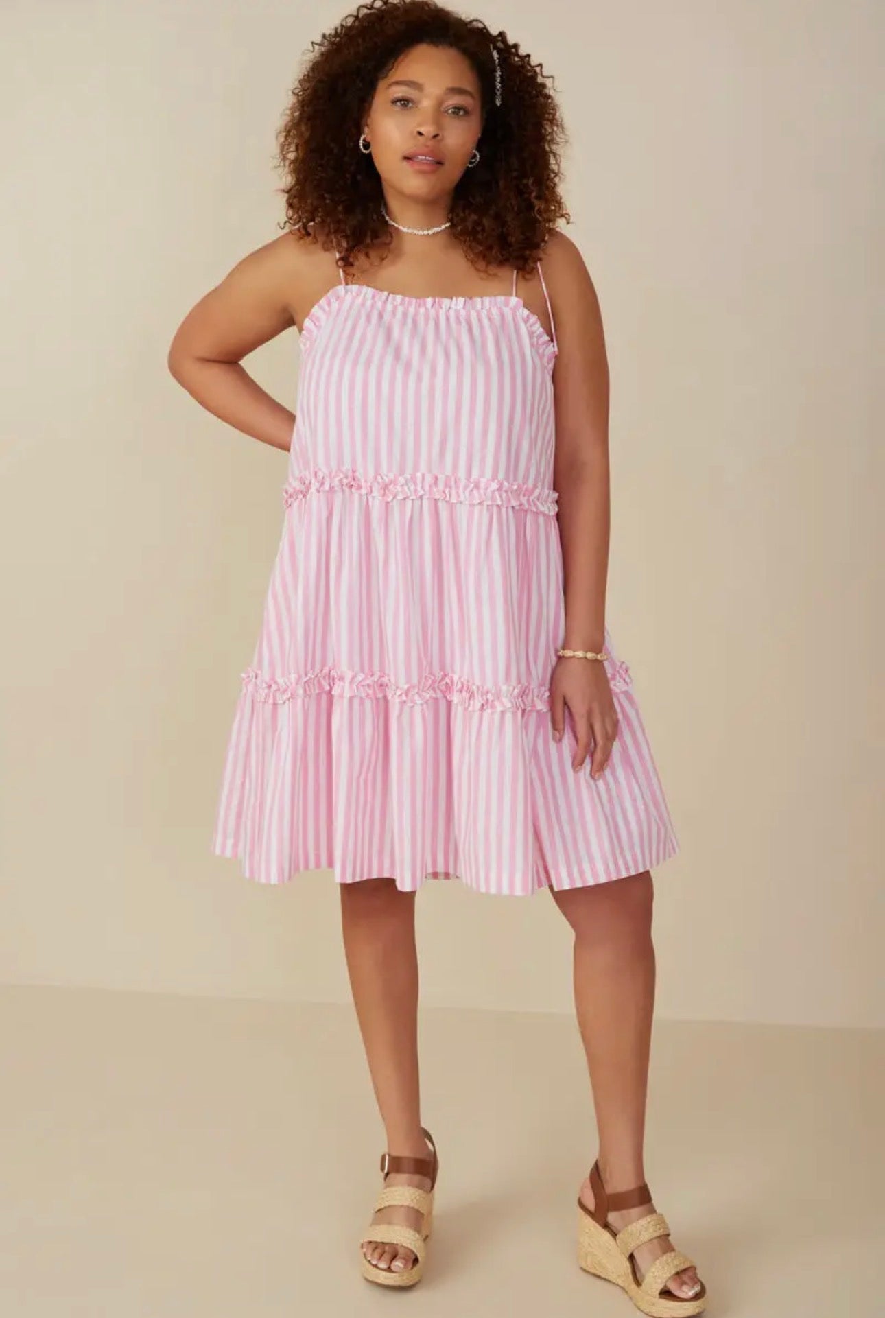 The Shimmer Shack PLUS Ruffle Stripe Dress