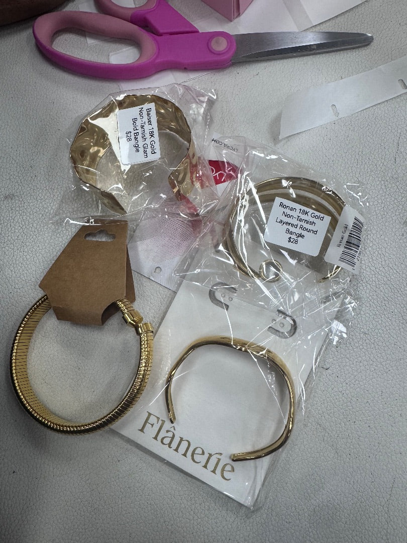 The Shimmer Shack Flanerie 18k Gold bangles $24