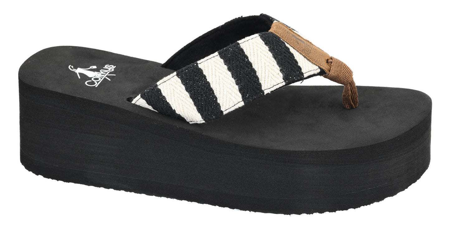 Corky's Black Natural Stripe Sandal