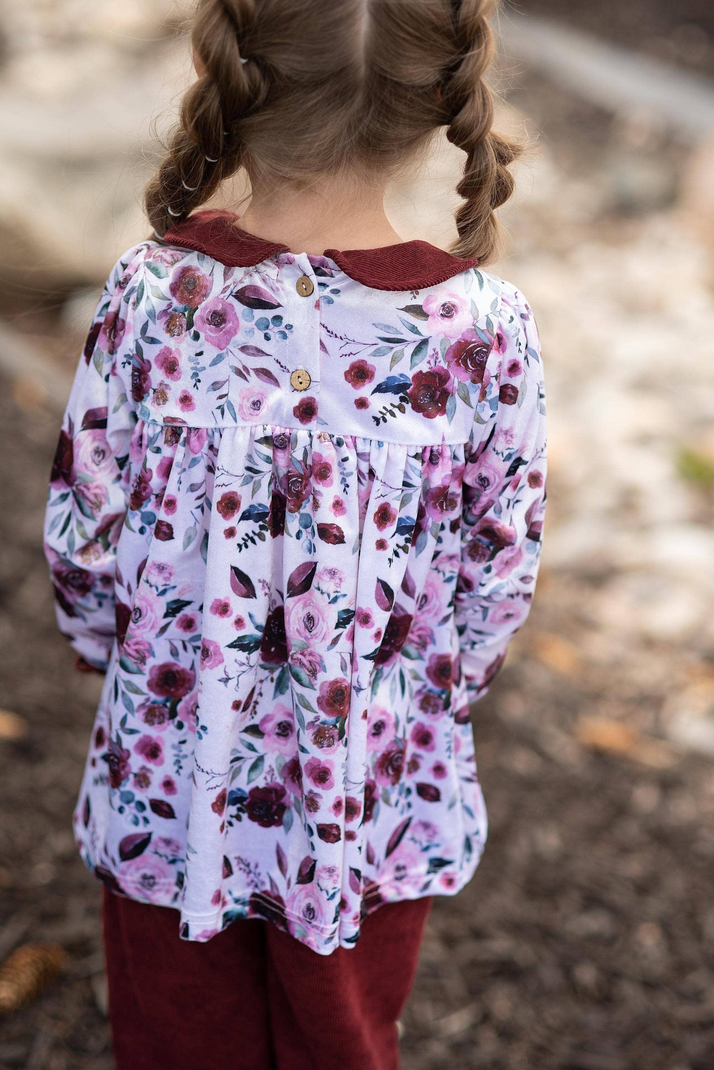 Wren & James - Kids Wine Burgundy Corduroy Pocket Bow Winter Pant Set