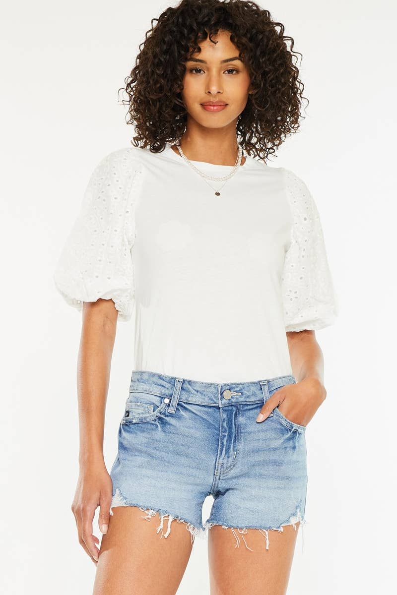 Kan Can USA - MID RISE BOY FRIEND FIT DENIM SHORTS-KC2600M