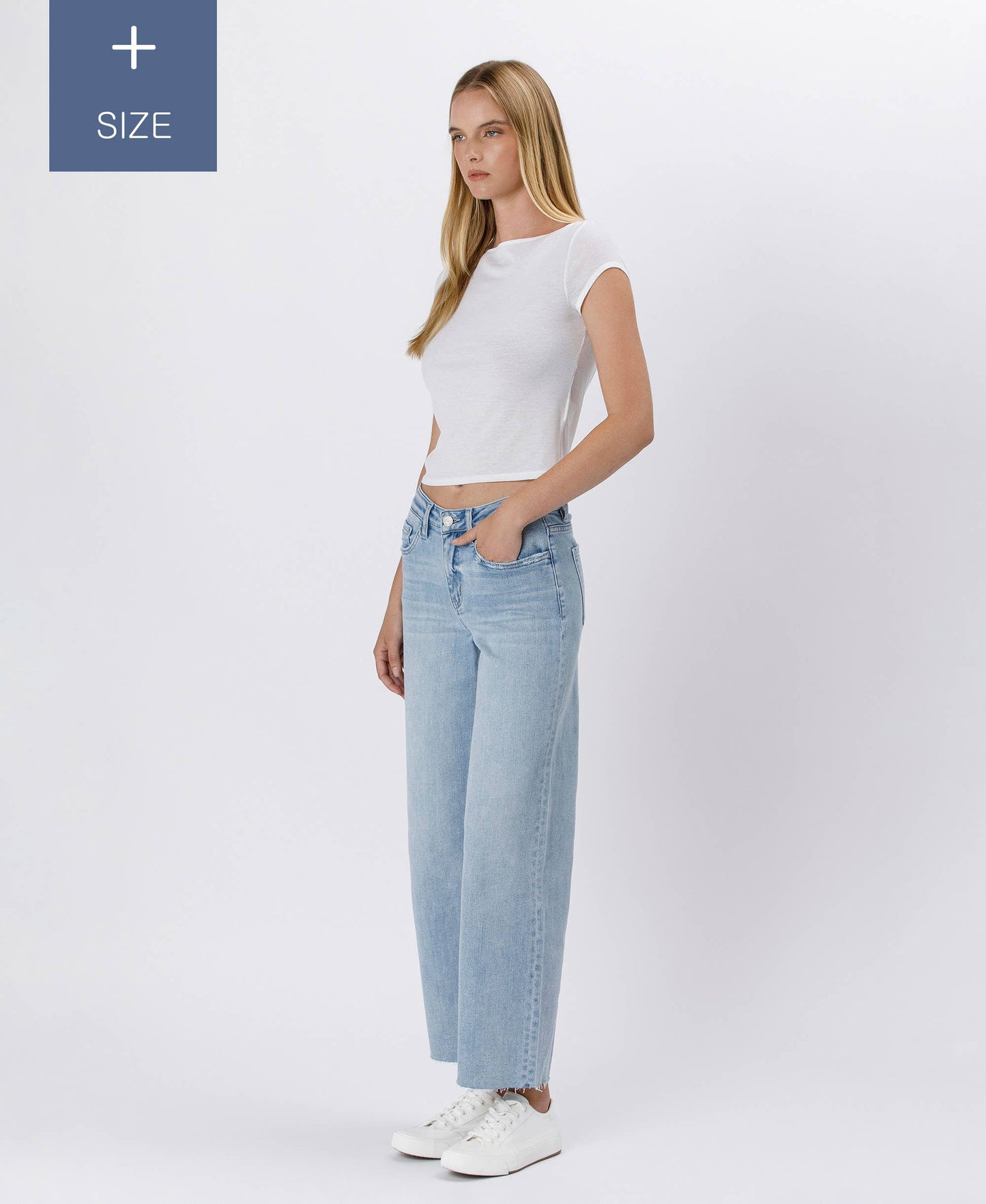 VERVET by FLYING MONKEY - PLUS SIZE HIGH RISE WIDE LEG JEANS T6399-P