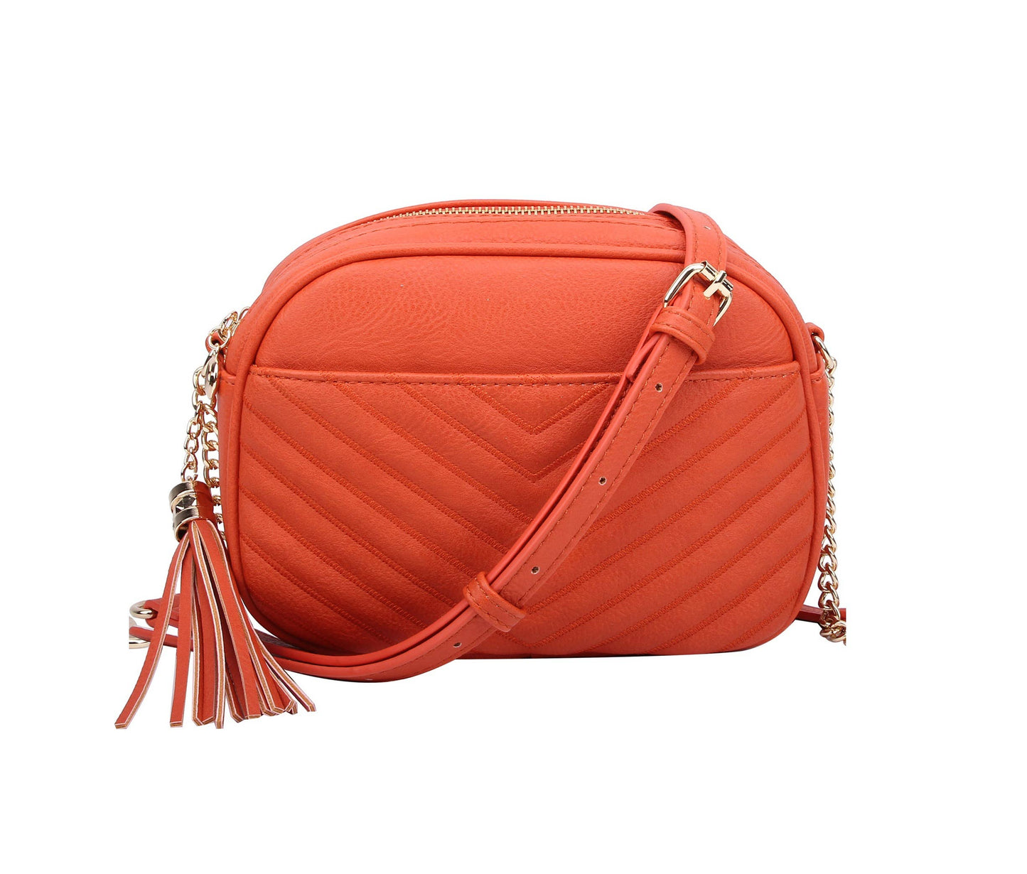 MiMi Wholesale - Veronica V-Stitched Tassel Crossbody Bag with Zipper