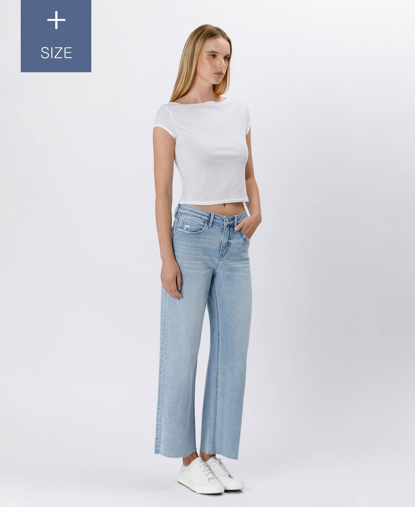 VERVET by FLYING MONKEY - PLUS SIZE HIGH RISE WIDE LEG JEANS T6399-P