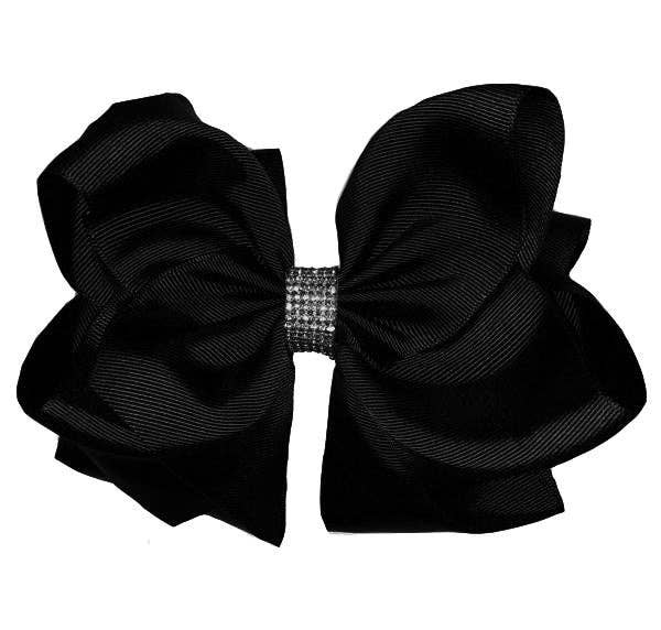 Kids Charm Online - BLACK RHINESTONE BOW 7.5 " WIDE . BW-030-S 5PCS/$10