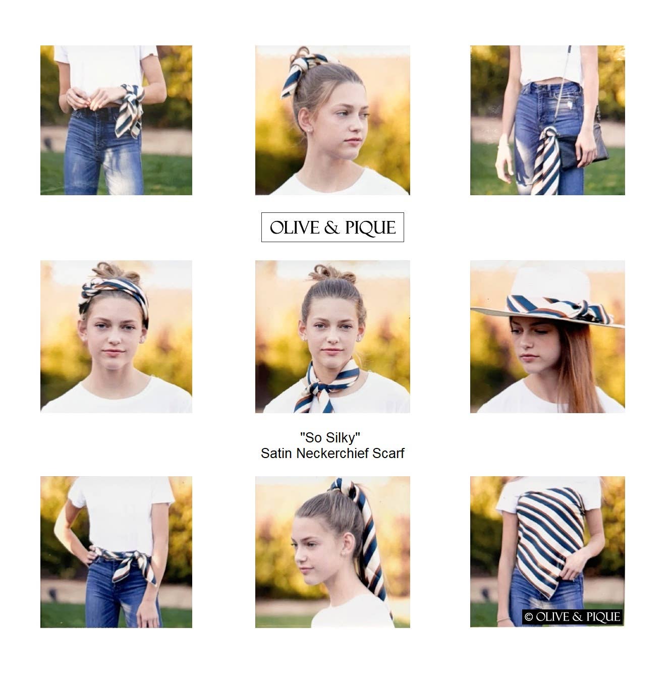 Olive & Pique - Chic Neckerchief Scarf, Versatile, 70 x 70cm, Red