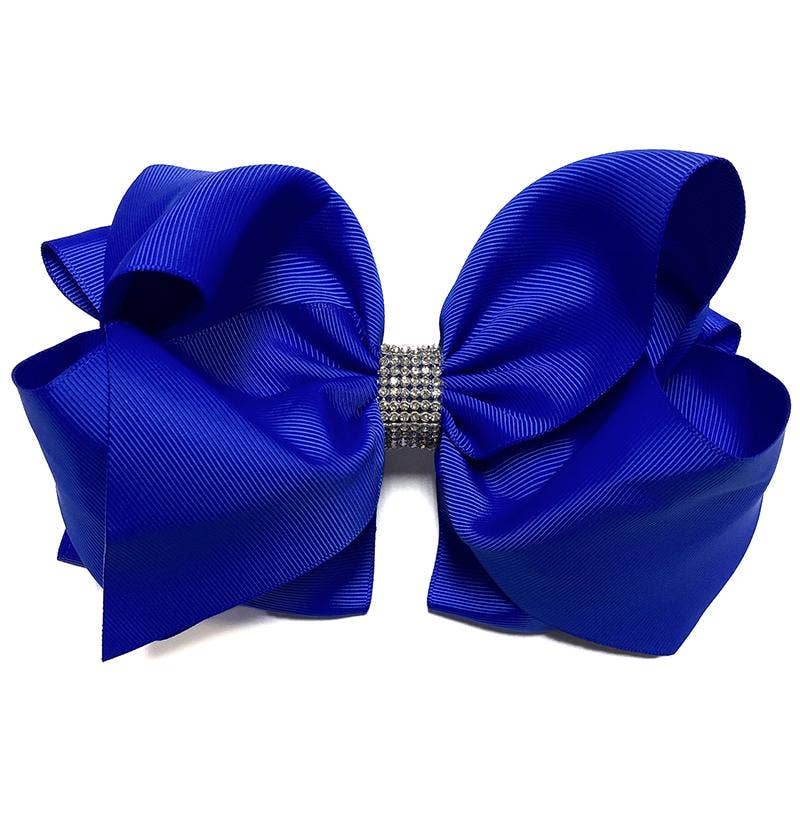 Kids Charm Online - ELECTRIC BLUE RHINESTONE BOW 7.5 " WIDE . BW-352-S 5PCS/$10