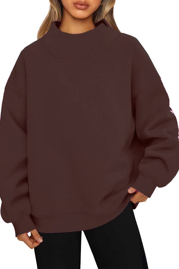 Paperdoll - Pullover Mock Neck Fleece Sweatshirt