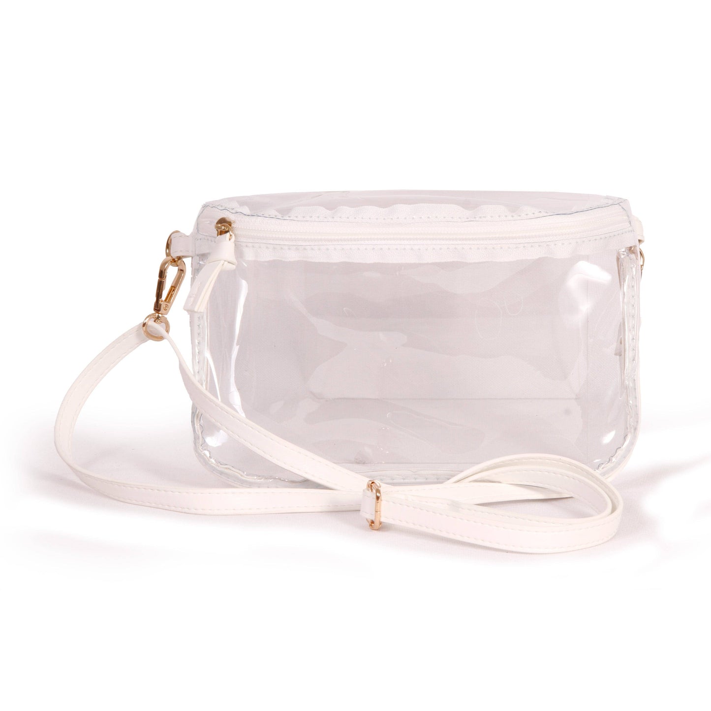 White Trimmed Clear Sling Purse