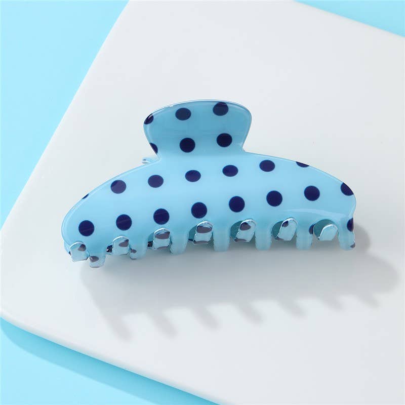 JOSSLYN by wall to wall - Retro Polka Dot Hair Claw - Glossy Spotted French | 40H1099