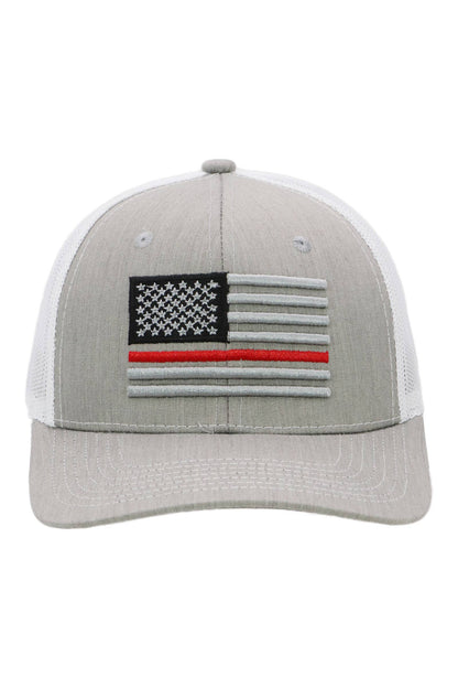 Cap Zone - Fire Dept Red Line American Flag Mesh Trucker Hat