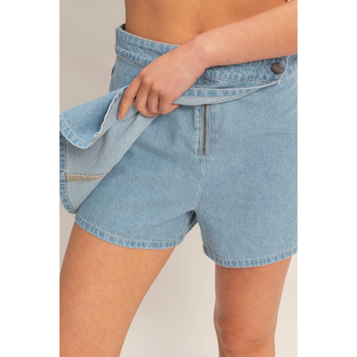 Wrap Front Denim Skort