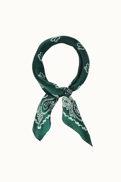 Olive & Pique - "So Silky" Satin Neckerchief Scarf, Versatile, Hunter Green