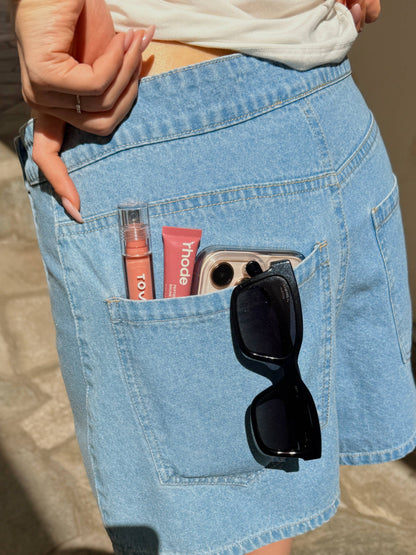 Wrap Front Denim Skort
