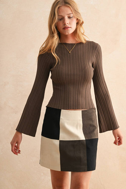 Ribbed Long Sleeve Black Sweater