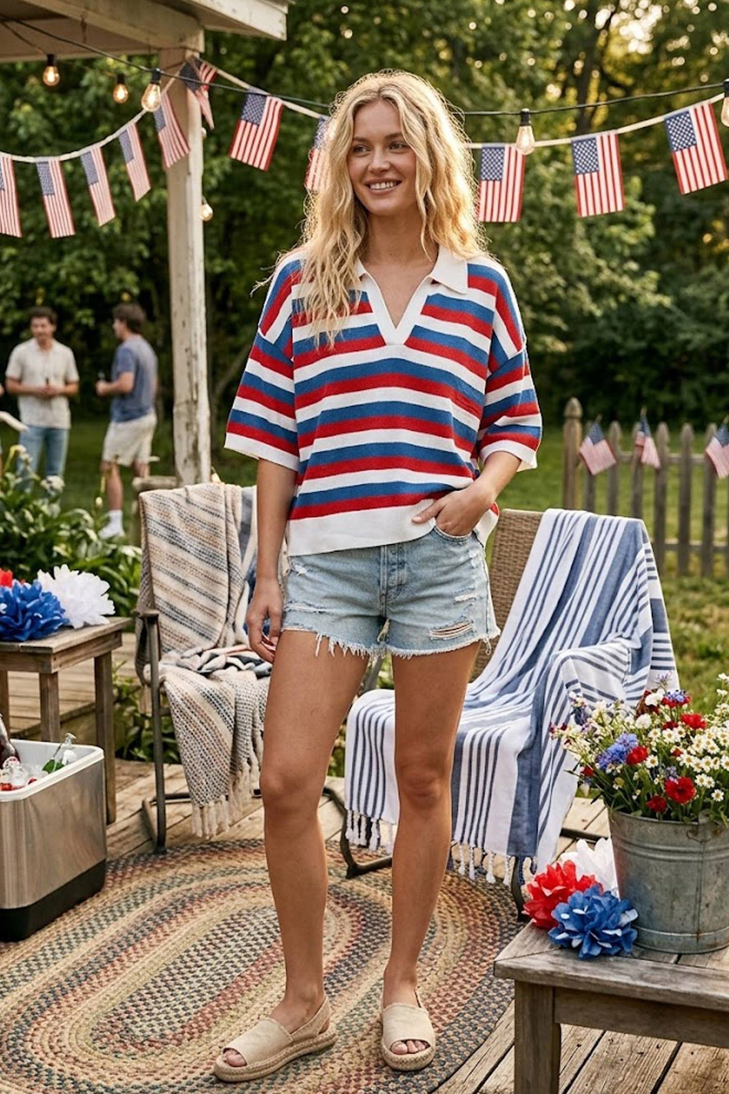 Sewn and Seen - 4th of July Americana Striped Lightweight Sweater Top