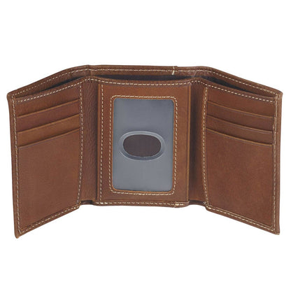 Christian Art Gifts - Wallet Leather Brown Ichthus Badge