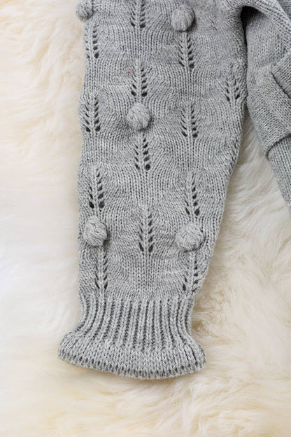 GRAY KNIT LONG SLEEVE DRESS