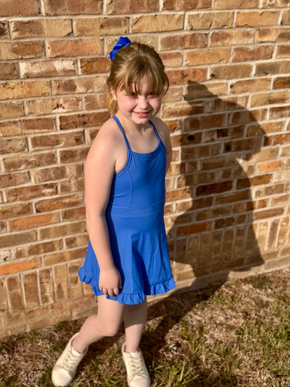 The Shimmer Shack Girls Blue Athletic Dress