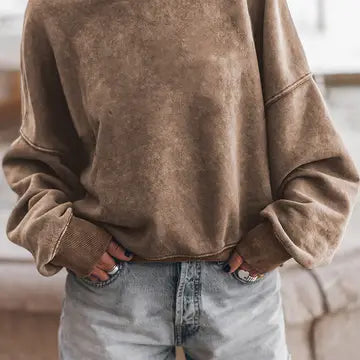 Solid Color Drop Crew Neck Long Sleeve