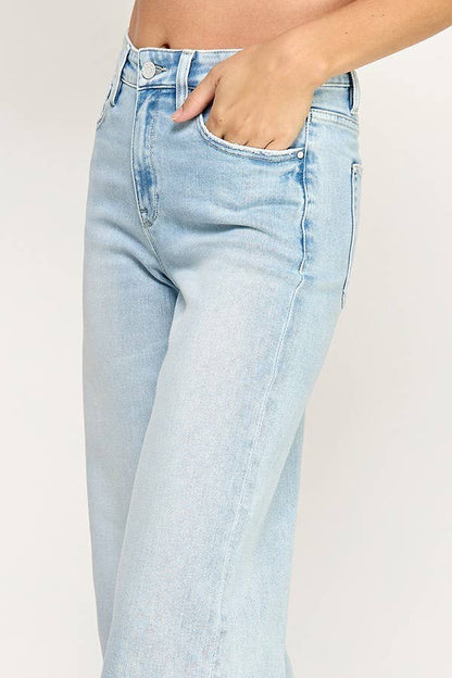 Petra153 - P1590W-LA HIGH RISE WIDE LEG W/ DESTROYED HEM JEANS