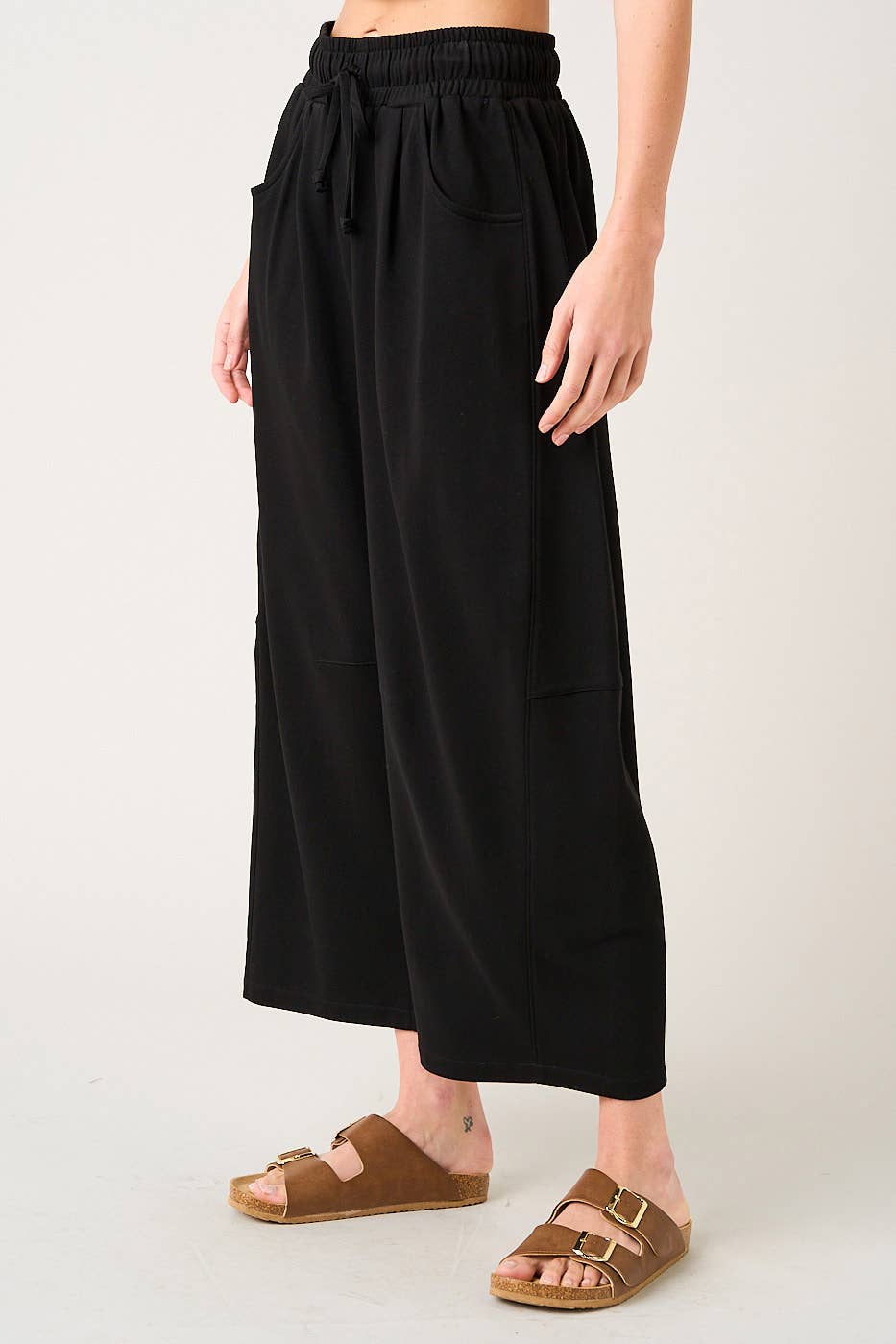 mittoshop - COTTON FRENCH TERRY PULL-ON BARREL LEG PANTS