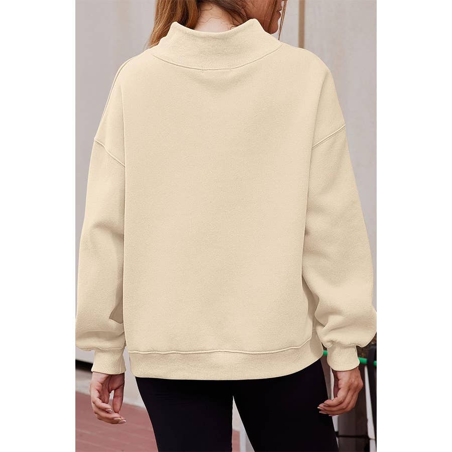 Paperdoll - Pullover Mock Neck Fleece Sweatshirt