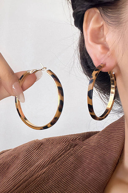 Stainless Alloy Leopard Hoop Earrings
