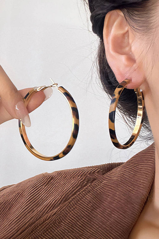 Stainless Alloy Leopard Hoop Earrings