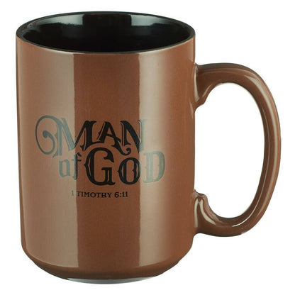 Christian Art Gifts - Mug Brown/Black Man of God 1 Tim. 6:11
