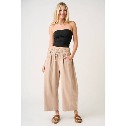 mittoshop - COTTON FRENCH TERRY PULL-ON BARREL LEG PANTS