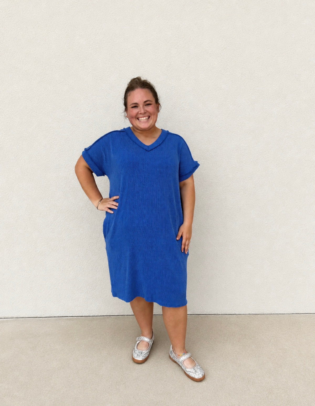 The Shimmer Shack PLUS Royal Ribbed Dolman Dress
