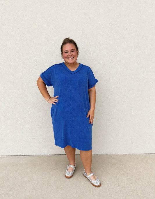 The Shimmer Shack PLUS Royal Ribbed Dolman Dress