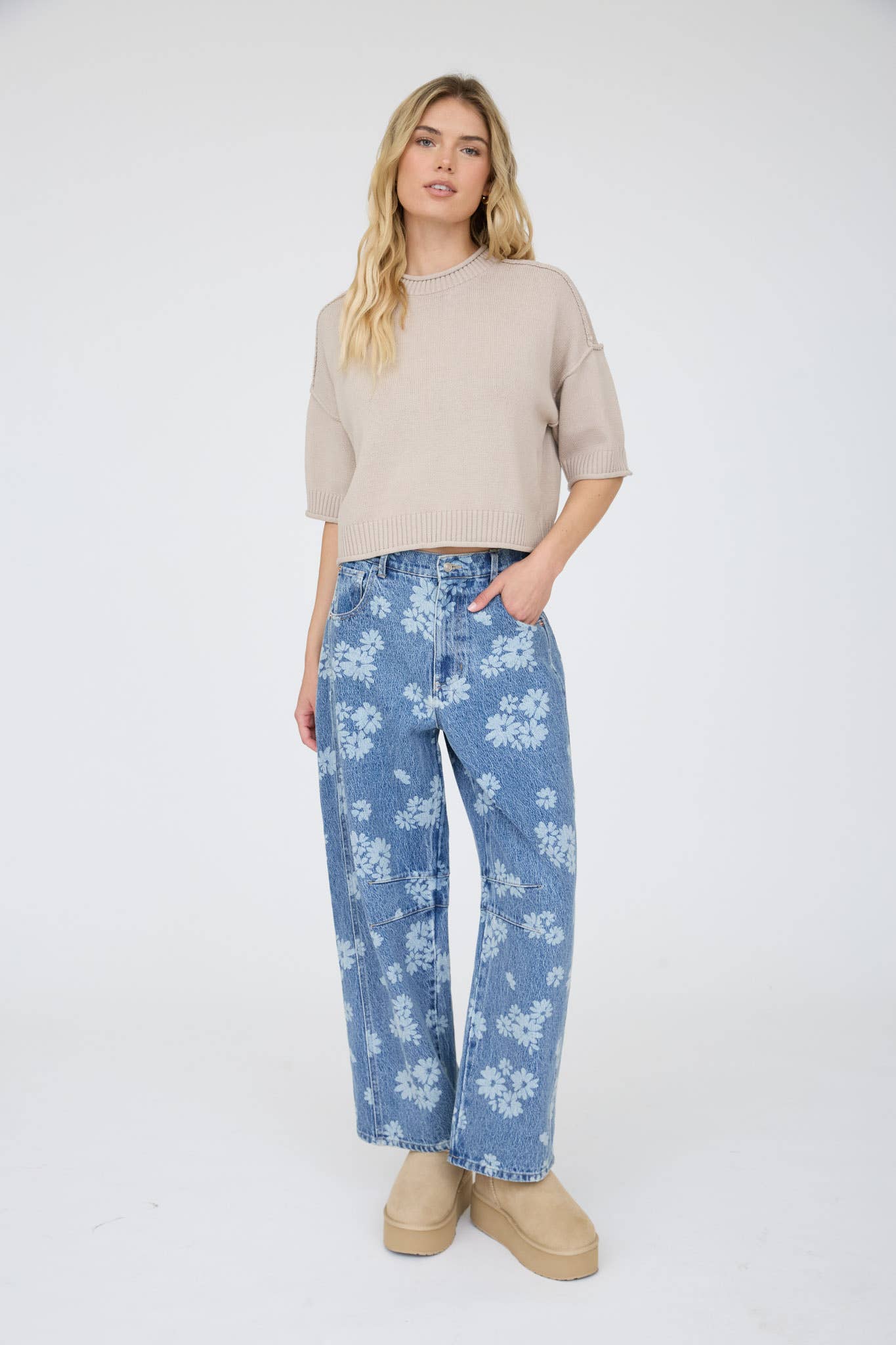 Blu Pepper - EXPOSED SEAM DROP SHOULDER SHORT SLEEVE PULLOVER : STEEL